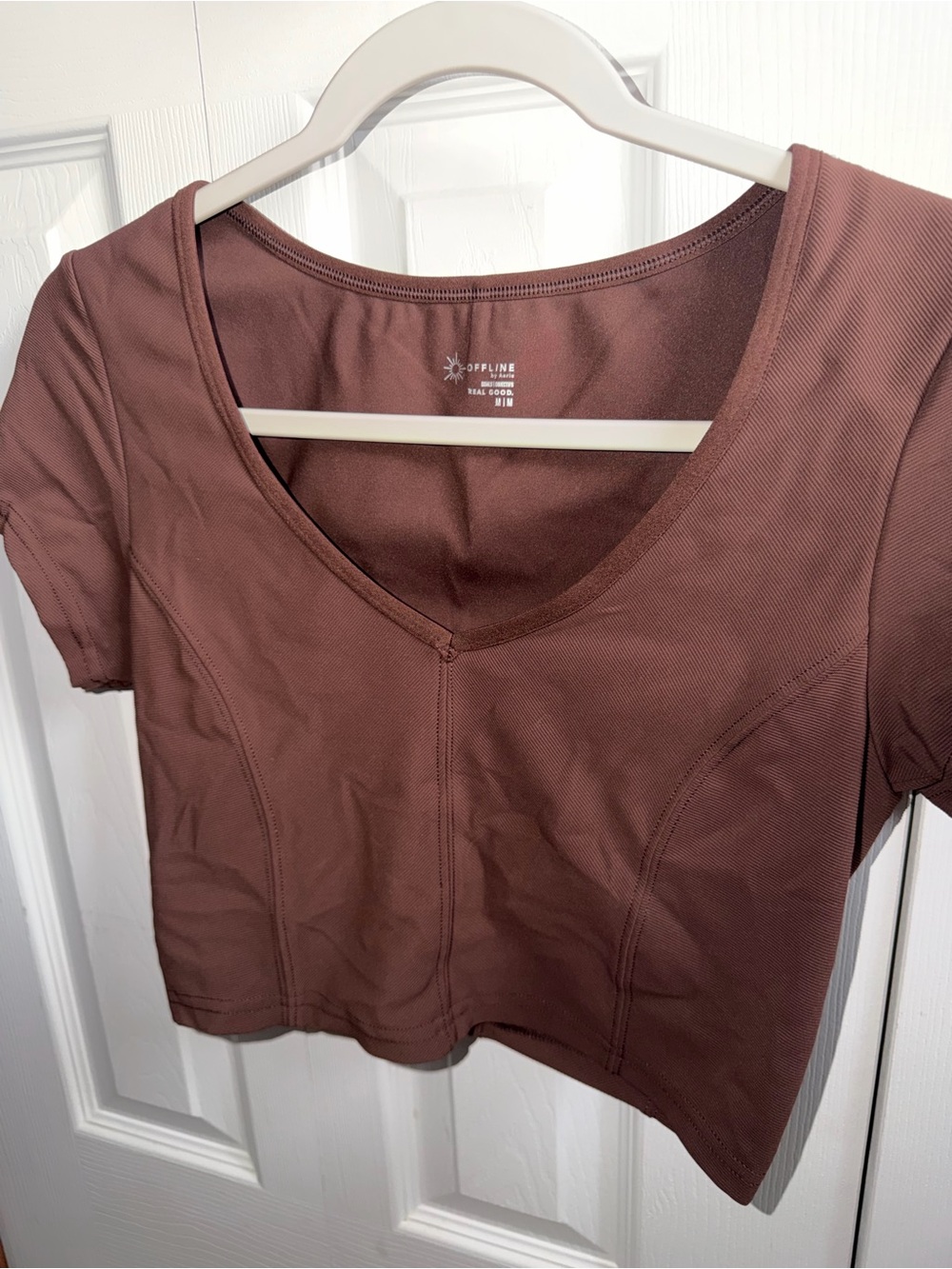 aerie Scoop Neck Short Sleeve Crop Top